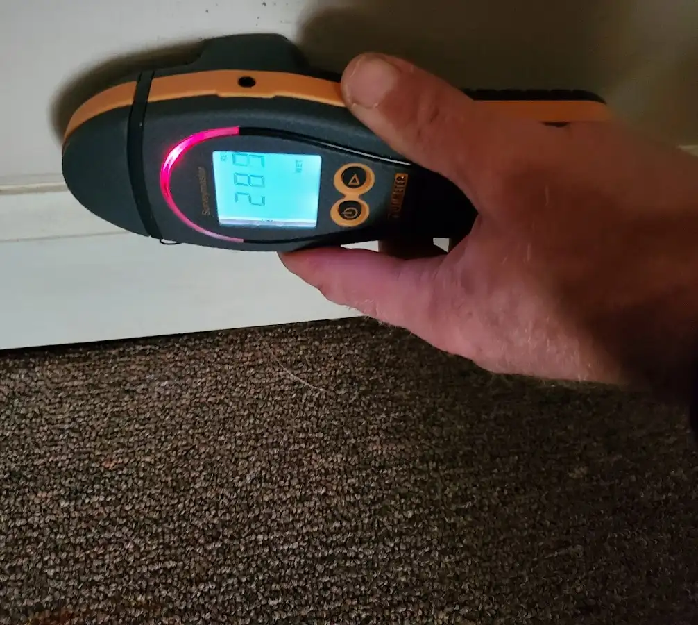 Moisture detection at baseboard during Burst Pipe Cleanup in Stayton